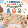 Wooden Wall Busy Board, Montessori Sensory Wall Panel Dachshund-Shaped for Playroom, Educational Toys for Toddler