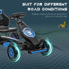 Pedal Go Kart w/ Adjustable Seat, Rubber Wheels Shock Absorb, Blue