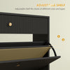 Narrow Shoe Storage Cabinet with Wave-like Panels and Adjustable Shelves for 12 Pairs of Shoes, Black