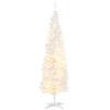 6' Pre Lit Artificial Pencil Christmas Trees, Xmas Tree with Realistic Branches and Warm White LED Lights, White