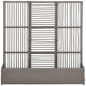 Raised Garden Bed with Lattice Trellis, Rattan Outdoor Planter with Storage for Garden, Patio, Balcony, Grey