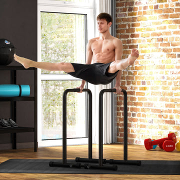 Soozier Adjustable Dip Station, Push Up Bars with 6 Width and 2 Height Levels for Home Gym Fitness Workout