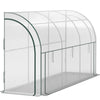 Walk-in Lean-to Greenhouse, Outdoor Gardening Green House with Zipper Roll-up Doors and Window, 10' x 3' x 5', White