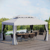 13' x 10' Patio Gazebo, Double Roof Outdoor Gazebo Canopy Shelter with Netting & Curtains, Strong Aluminum Frame