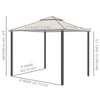 10' x 10' Double Tier Garden Gazebo Canopy Outdoor Sunshade Tent Water-Resistant Anti-UV Roof with Metal Frame and Mesh Sidewalls
