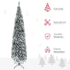 9ft Flocked Christmas Tree, Pencil Christmas Tree with Realistic Branch Tips, Folding Metal Stand, Green