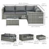 3 Pieces Rattan Wicker Outdoor Conversation Furniture Set w/ Loveseats Coffee Table Cushions for Garden, Patio