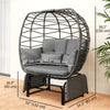 Double Outdoor Glider Egg Chair, Outdoor Loveseat Glider with Cushions and Pillows, Dark Grey