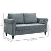 Vintage Loveseat, Upholstered Love Seat Furniture, Chenille-feel Fabric 2 Seater Sofa Couch with Rolled Arms, Gourd-Shaped Rubber Wood Legs for Living Room, Grey