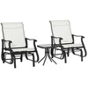 3PCs Gliding Rocking Chair & Bistro Tea Table Set, Cream White
