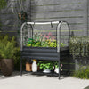 Raised Garden Bed with Cover, Metal Elevated Planter Box with Bottom Shelf and Liner, Dark Grey