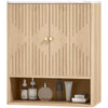 Bathroom Wall Cabinet, Wall-Mounted Medicine Cabinet with Adjustable Shelf, Open Shelf and Marble Effect Top, Oak