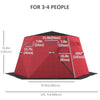 4 Person Insulated Ice Fishing Shelter, Pop-Up Portable Ice Fishing Tent with Carry Bag and Two Doors for -22℉, Red