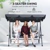 3-Seat Patio Swing Chair, Outdoor Canopy Swing Glider with Adjustable Shade, Grey