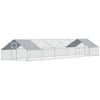 Metal Chicken Coop with Water- and UV-Protection Cover for Backyard Hen, Duck, Rabbit, 39.4' x 9.8' x 6.4'
