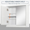 Wall Mounted Bathroom Medicine Cabinet Mirrored Cabinet with Hinged Door 2-Tier Storage Shelves White