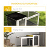 Wooden Rabbit Hutch with Pull-Out Tray, Asphalt Openable Roof, Small Animal Cage on Wheels with Run, Grey