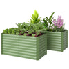 Set of 2 Galvanized Metal Planters for Outdoor Plants, 4' x 2' x 2' Raised Garden Bed, Light Green