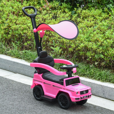 Mercedes-Benz G350 Licensed Push Car, 3-in-1 Toddler Sliding Car with Horn, Steering, Foot Rest, Seat Storage, Pink