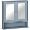 Medicine Cabinet, Wall-Mounted Bathroom Mirror Cabinet with Double Doors, Open Shelf, and Adjustable Shelf, Modern Bathroom Wall Cabinet, Grey