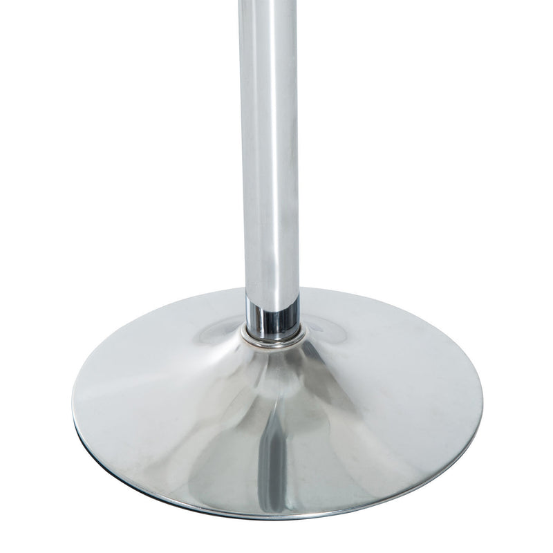 Round Dining Table, Modern Pub Table with Tempered Glass Top, Galvanized Metal Base, Small Dining Table, Silver