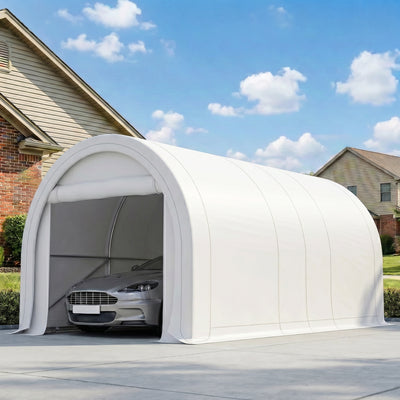 10' x 16' Heavy Duty Portable Carport Tent with Zippered Door, PE Cover for Car, Boat, Motorcycle, Bike