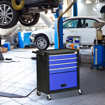 4-Drawer Tool Chest with 4 Wheels, Rolling Tool Box and Storage Cabinet, Portable Tool Organizer for Garage, Blue