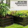 Galvanized Raised Garden Beds, Outdoor Planter Box, Set of 2, for Flowers, Herbs and Vegetables, Black