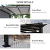 10' x 10' Outdoor Pergola Patio Gazebo Canopy Sun Shelter, Steel Frame, Grey