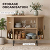 Sideboard Buffet Cabinet with Curved Tambour Doors and Storage, Natural Wood