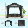 10' x 12' Outdoor Gazebo Canopy, Double Roof Hardtop Gazebo with Polycarbonate Roof, Steel Frame, Nettings and Curtains, for Garden, Lawn, Backyard and Deck, Black