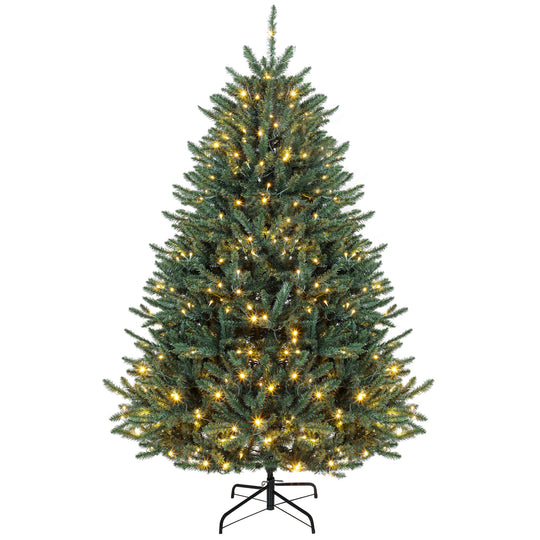 6ft Prelit Christmas Tree, Colorado Blue Spruce, Easy Plug, Hinged Xmas Tree with Warm White & Multi-Colour LEDs