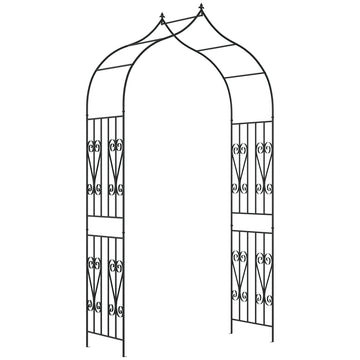 8.7FT Garden Arch Trellis, Outdoor Wedding Arbor for Ceremony with Scrollwork Design for Climbing Roses, Vines and Plants