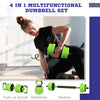 Soozier 88lbs 4-in-1 Adjustable Weight Dumbbell Set, Barbell, Kettlebell, Push Up Stand, Green