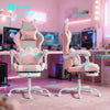 Cute Gaming Chair with Cat Ears, Gamer Computer Chair with Lumbar Support, Footrest, Headrest, Faux Leather, Pink