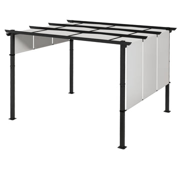 10' x 10' Metal Pergola, Outdoor Pergola with Retractable Canopy, for Garden, Patio, Backyard, Deck, Light Grey