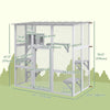 Outdoor Cat Enclosure Window Box with Weatherproof Roof, Bridge, Resting Box, Platforms, for 2 Kittens, White