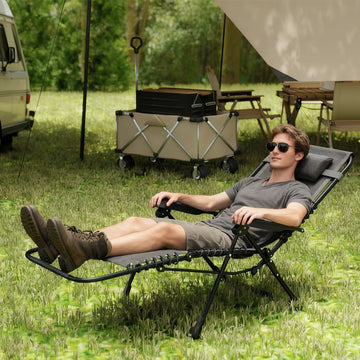 Folding Zero Gravity Chair, 5-Position Adjustable Outdoor Lounge Chair Recliner with Headrest, Black