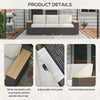 3-Seat Outdoor Couch with Cushions, PE Rattan Patio Couch with Wood Grain Armrests, Outdoor Sofa for Porch, Sunroom, Garden, Poolside, Cream White