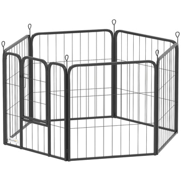 6 Panels Heavy Duty Dog Playpen Outdoor Indoor with Door & Strap, 24