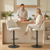 Bar Stools Set of 2, Swivel Counter Height Barstools with Footrest, Cream White