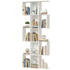 5-Tier Bookshelf, S Shaped Geometric Bookcase with 15 Compartments, White Wood Grain