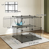 2 Tier Cat Cage Crate, DIY Pet Playpen with 2 Doors, Ladder, Hammock, Perch, Indoor Playpen for Kittens, Black