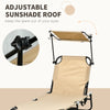 2 Piece Folding Outdoor Chaise Lounges, Pool, Sun, Tanning Chairs with Reclining Back, Sunshade for Beach, Patio, Tan