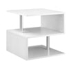 Wooden S Shape End Table 3 Tier Storage Shelves Organizer Living Room Side Table Desk White