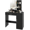 Vanity Desk with Mirror, Makeup Vanity w/ Drawer, Open Compartment and Shelves, Cabinet, Adjustable Shelves for Bedroom