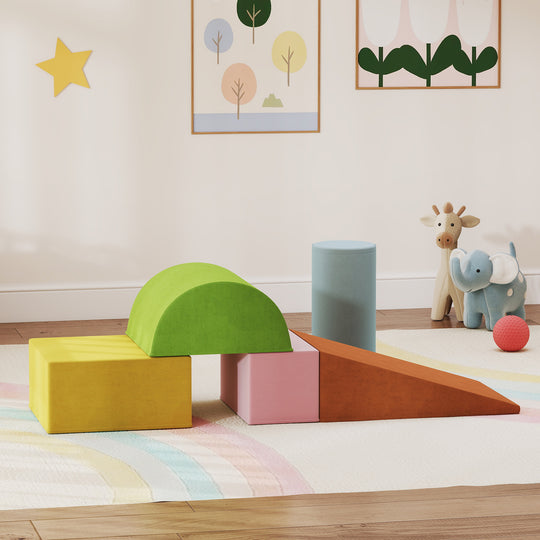 Climbing Toys for Toddlers with Removable Cover, Indoor Activity Play Set for Crawling, Sliding, Orange/Green