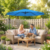 10ft Offset Patio Umbrella with Base, Garden Hanging Parasol with Crank, Banana Cantilever Umbrella Sun Shade, Blue