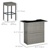 5 Pieces Patio Bar Set, Outdoor PE Rattan Wicker High Top Outdoor Table and Chairs Outdoor Bar Set with Tempered Glass Top Bar Table and Shelves, 4 Bar Chairs, Dark