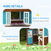 Wooden Playhouse for Kids Outdoor with Door, Windows, Planter Pots and Boxes for Toddlers 3-8 Years, Beige